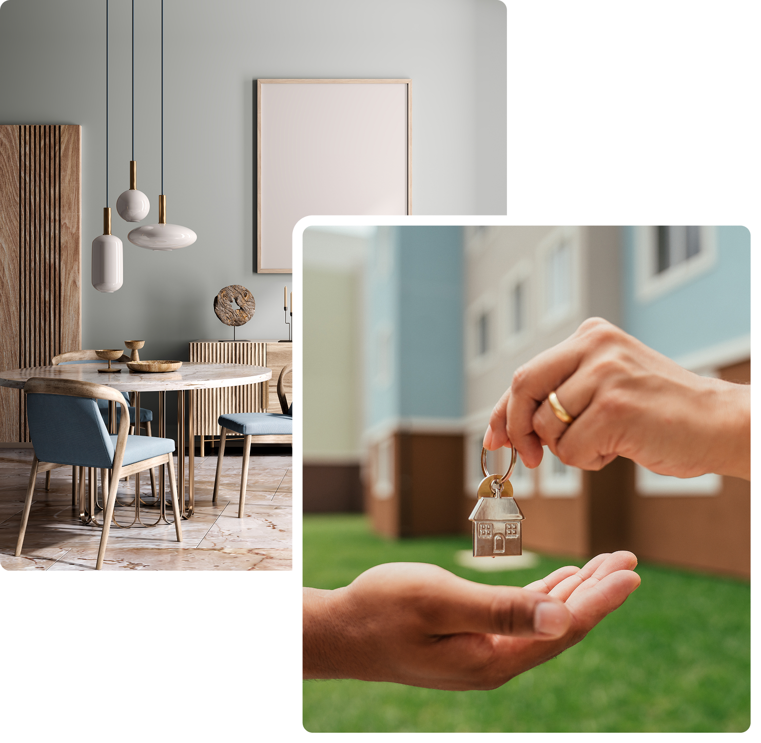 Hands exchanging house key
