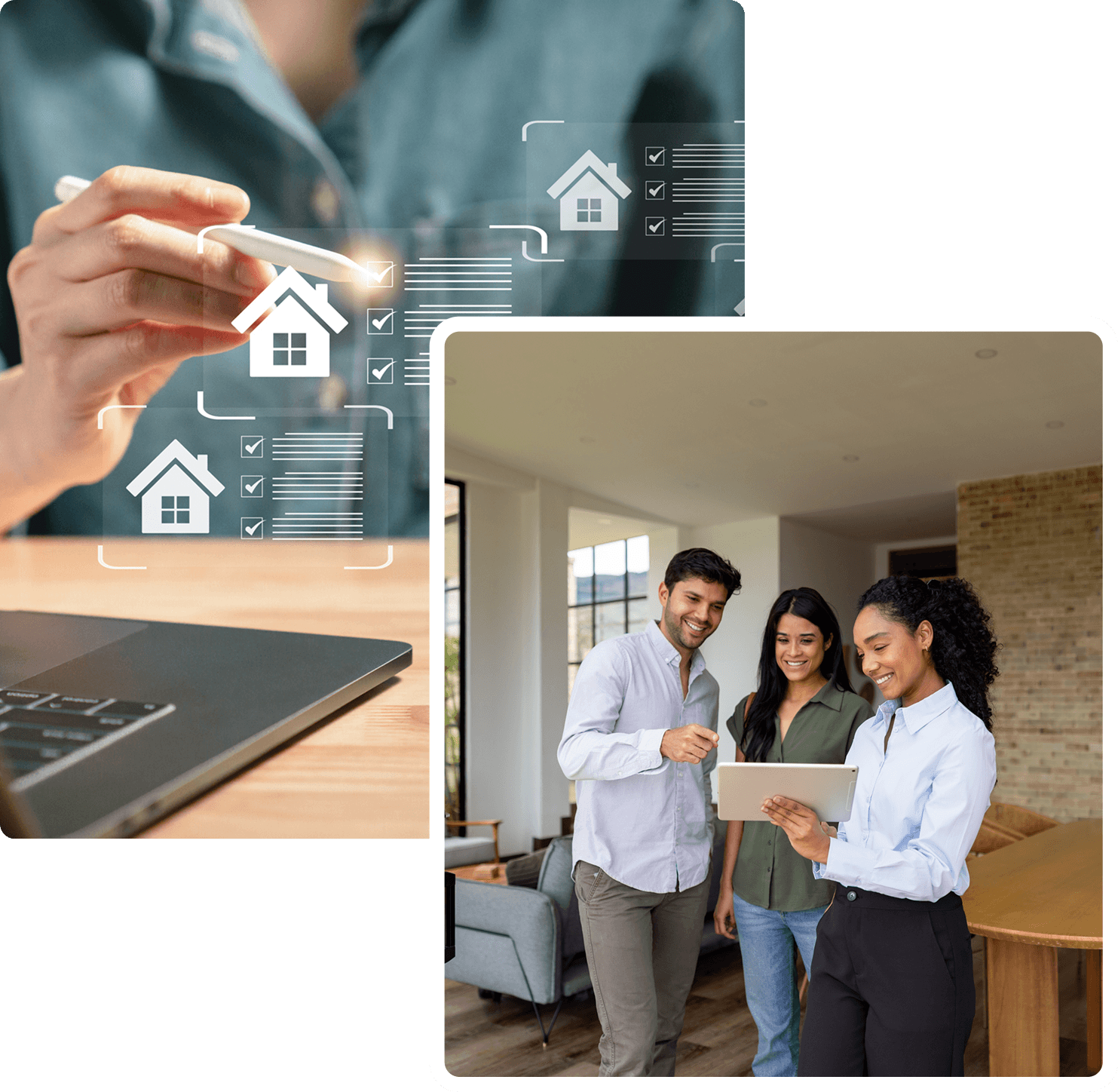 Real estate agent showing couple a home