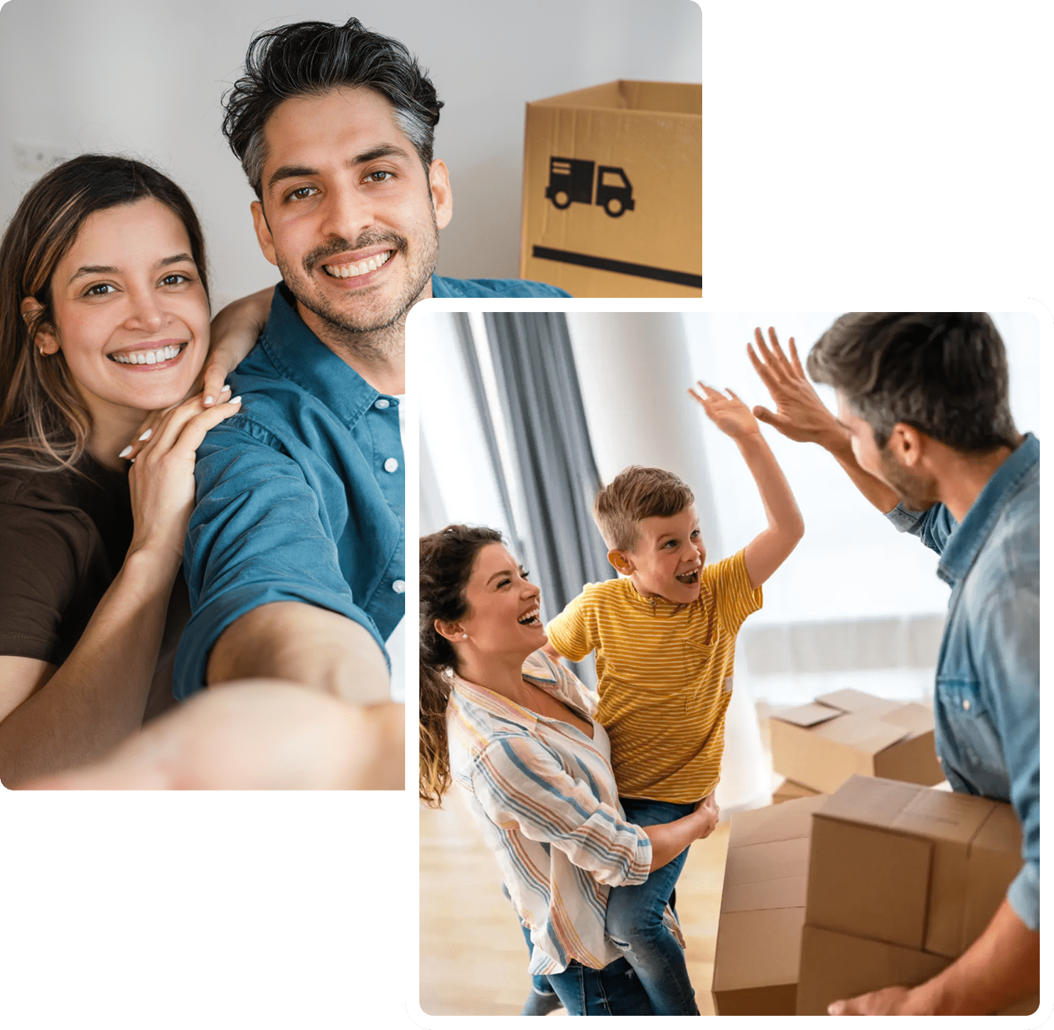 Happy family celebrating moving day